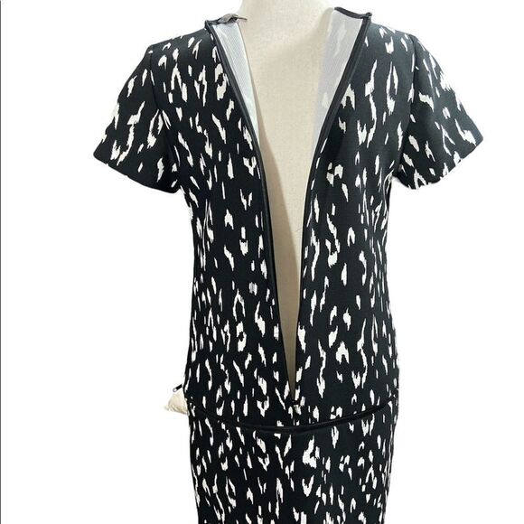 Rachel Zoe Black White Frances Drop Waist Zip around Shift Dress Size 2 - Picture 2 of 7